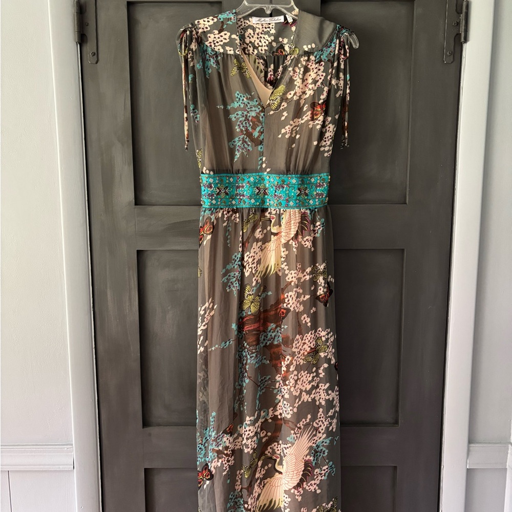 Floral Maxi Dress with Teal Accents